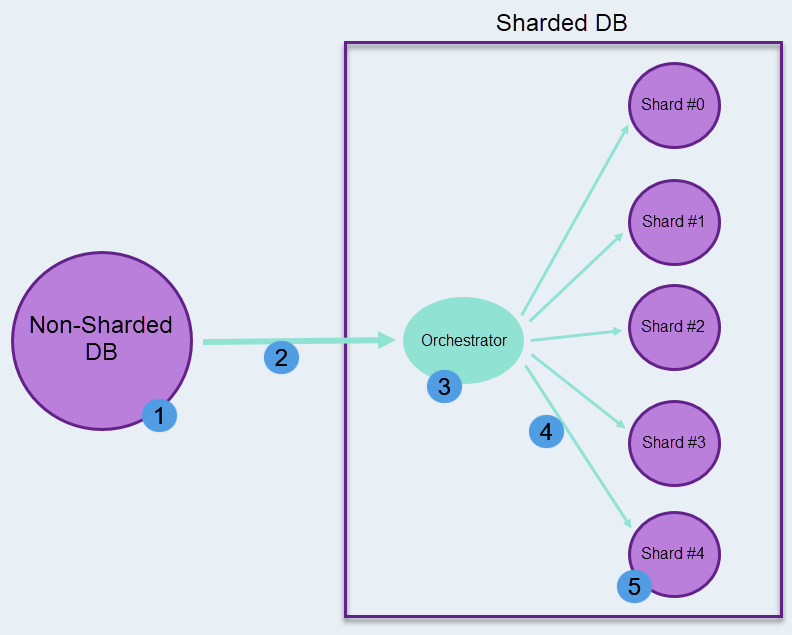 Non-Sharded Database to Sharded Database